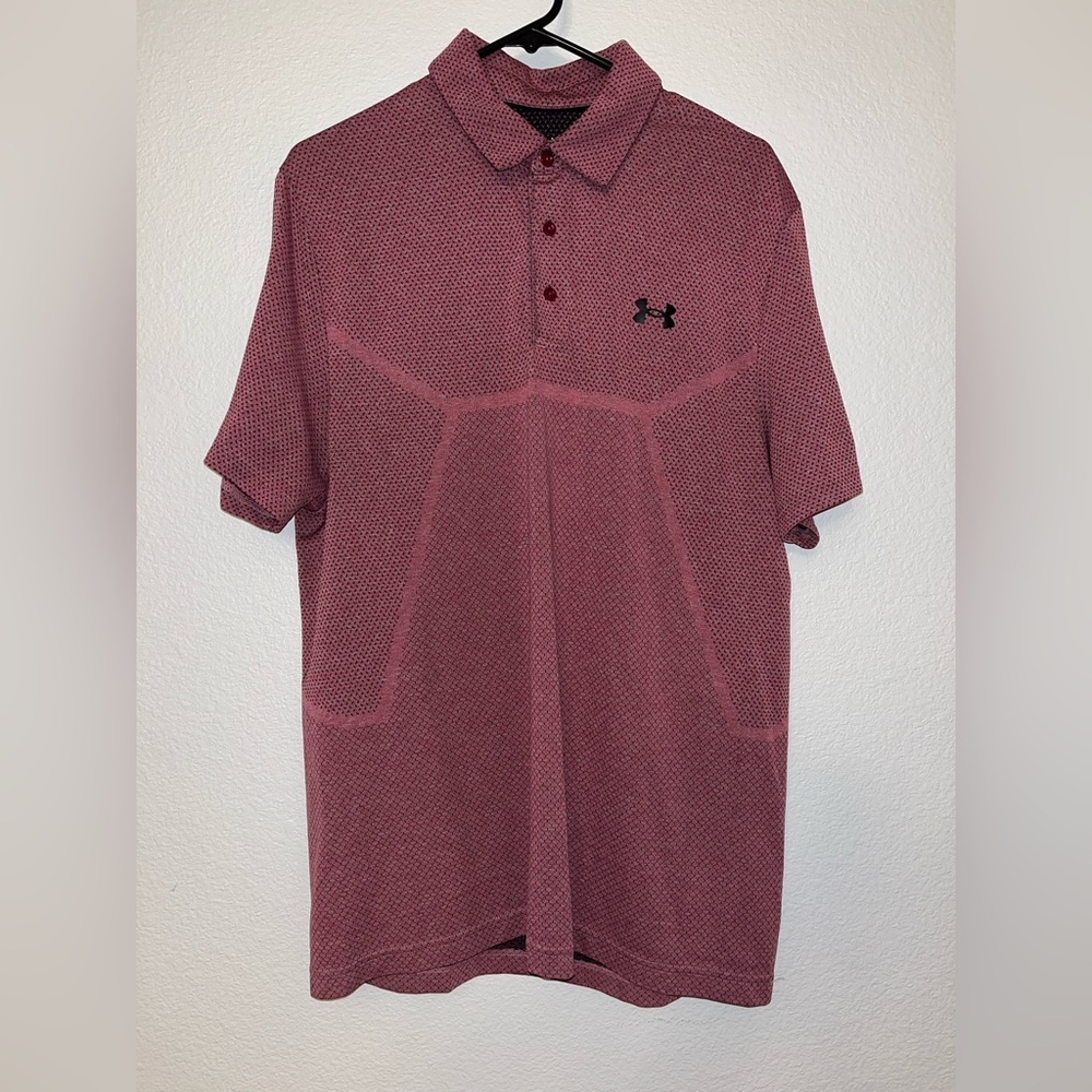 Under Armour Men's Maroon Heather Polo with Black Logo